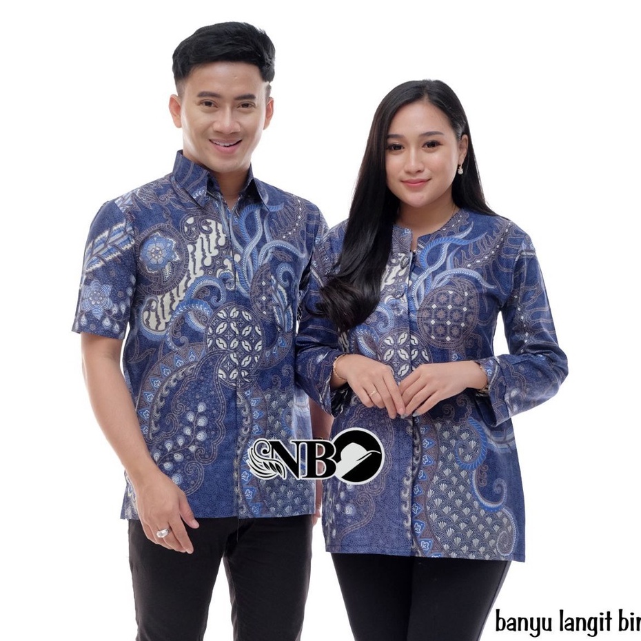 Batik Couple Modern Atasan Blouse Batik Kerja Kantor Wanita Baju Batik Wanita dan Pria M L XL XXL