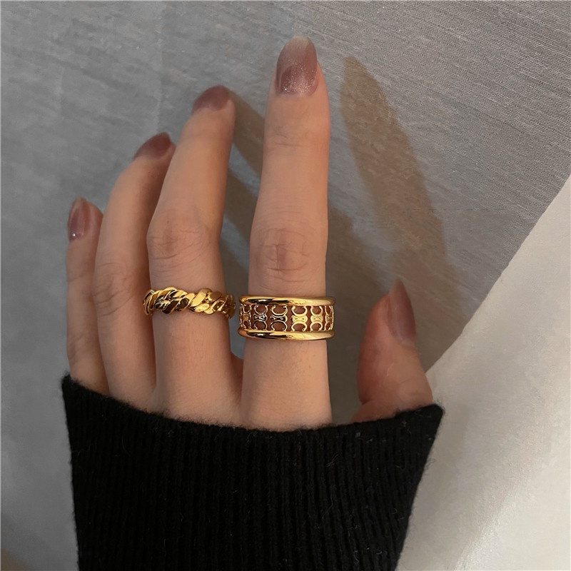 Cincin Model Terbuka Bahan Metal Gaya Perancis Untuk Wanita