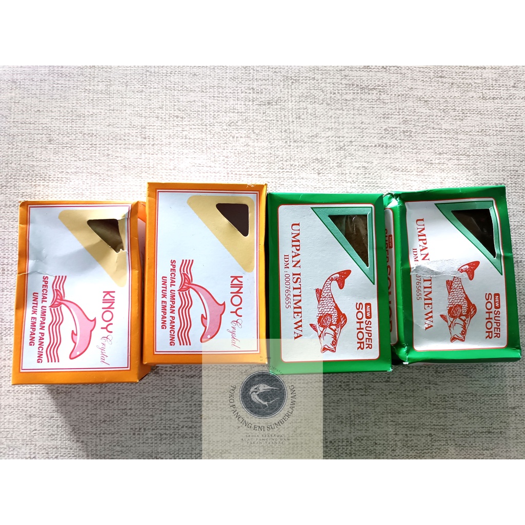 

umpan mancing kinoy super cristal kardus kuning dan hijau