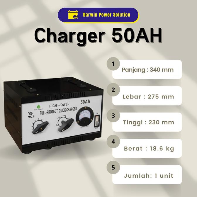 VOZ CHARGER AKI 50A | CHARGER AKI MOBIL |CHARGER SOLAR CELL