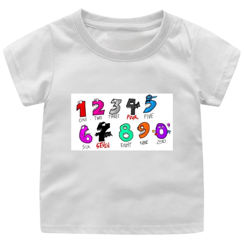 BAJU KAOS ANAK COWOK-CEWEK 1-12 TAHUN/REMAJA/DEWASA NUMBER LORE 4WARNA