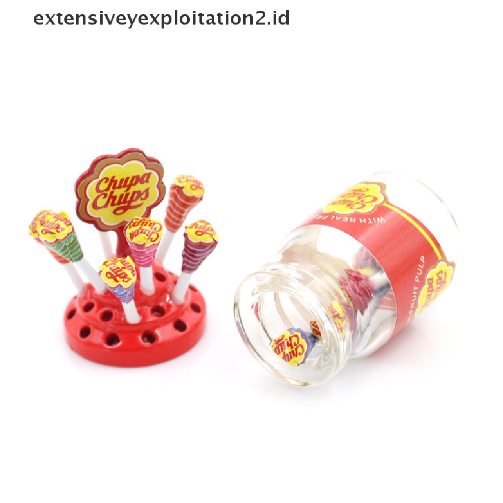 Mainan Miniatur Lolipop Mini Skala 1: 12 Dengan Case Holder Untuk Aksesoris Rumah Boneka