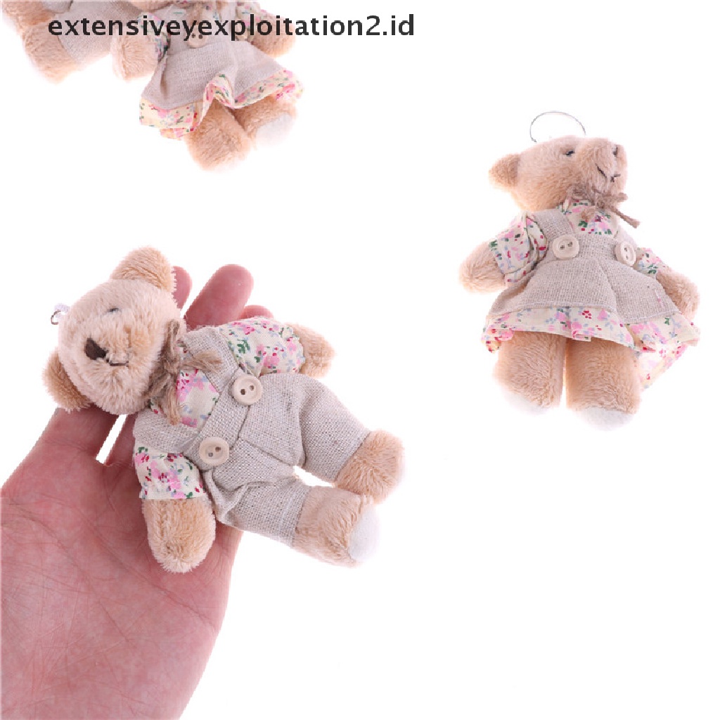 1 Pasang Gantungan Kunci Boneka Kelinci Teddy Bear Bahan Kain Plush 11cm Untuk Hadiah Pasangan Teman 2017