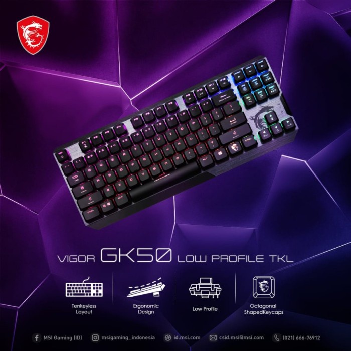 MSI Vigor GK50 RGB TKL Low Profile Mechanical Gaming Keyboard