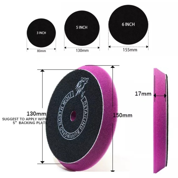 Thin Pad NORTHWOLF 5 inch Purple Busa Mesin Poles Mobil North Wolf