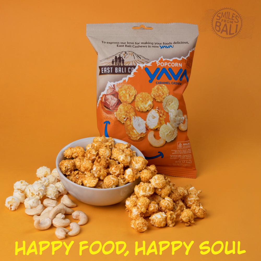 EAST BALI CASHEWS - YAVA Popcorn 60g - Chocolate Peanut / Caramel Cashew - Gluten Free