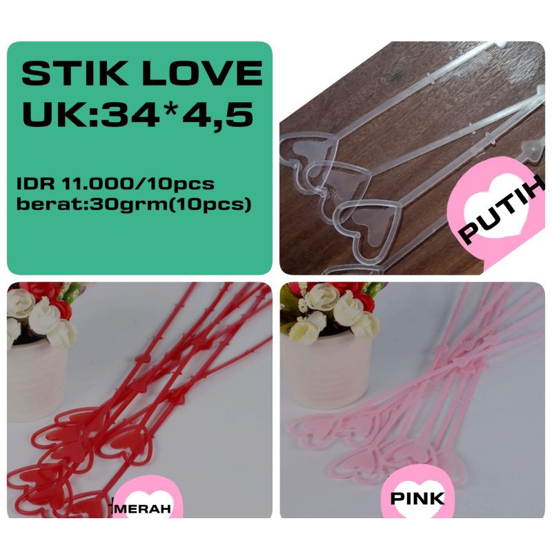 stik buket love 10 pcs/ bahan kerajinan/ bahan buket