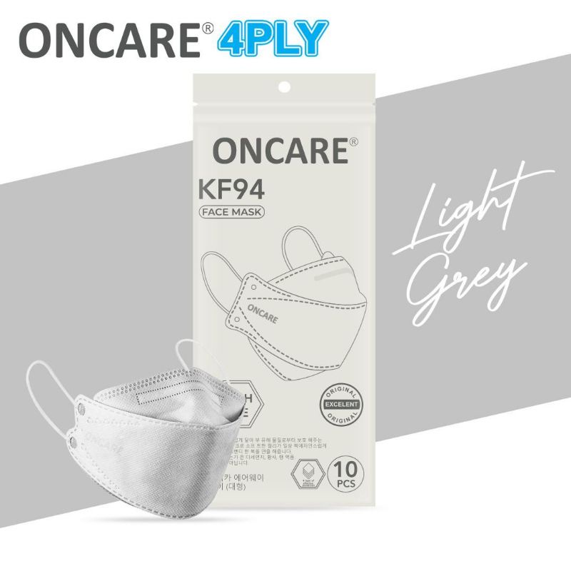 MASKER KF94 ONCARE DEWASA LIGHT GREY 4PLY ISI 10PCS PREMIUM KOREA MASK