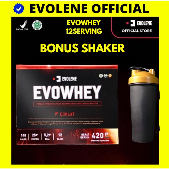 EVOWHEY 12 SACHET BPOM HALAL EVOLENE WHEY PROTEIN EVO EVOLINE 420 GRAM