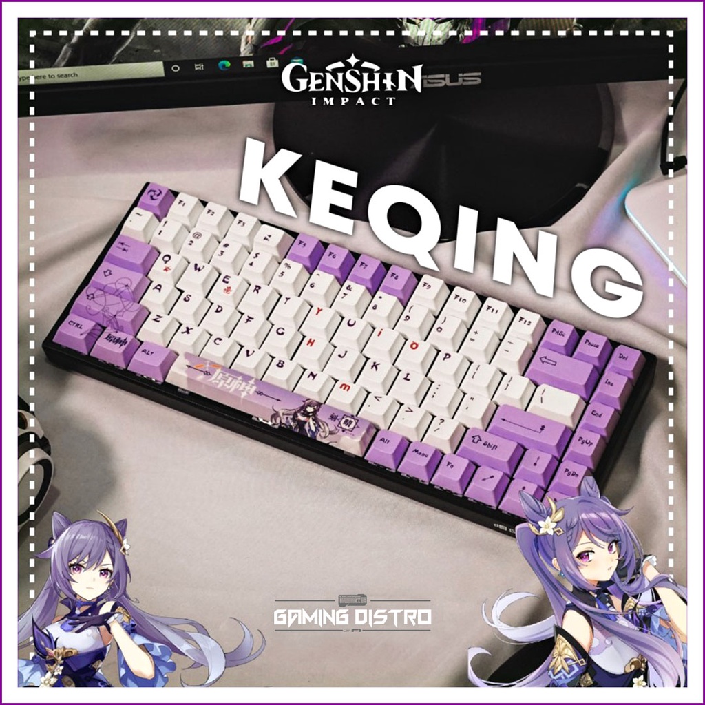Keycaps Mechanical Keyboard GENSHIN IMPACT KEQING 146 Keys PBT Cherry Profile