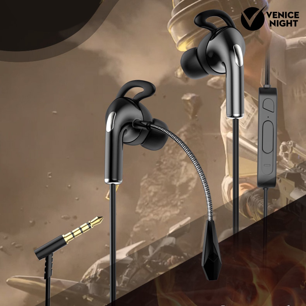 (VNEP) (Berkabel) Portable Noise Reduction In-Ear Earphone Gaming Computer Earpiece dengan Dual Mic