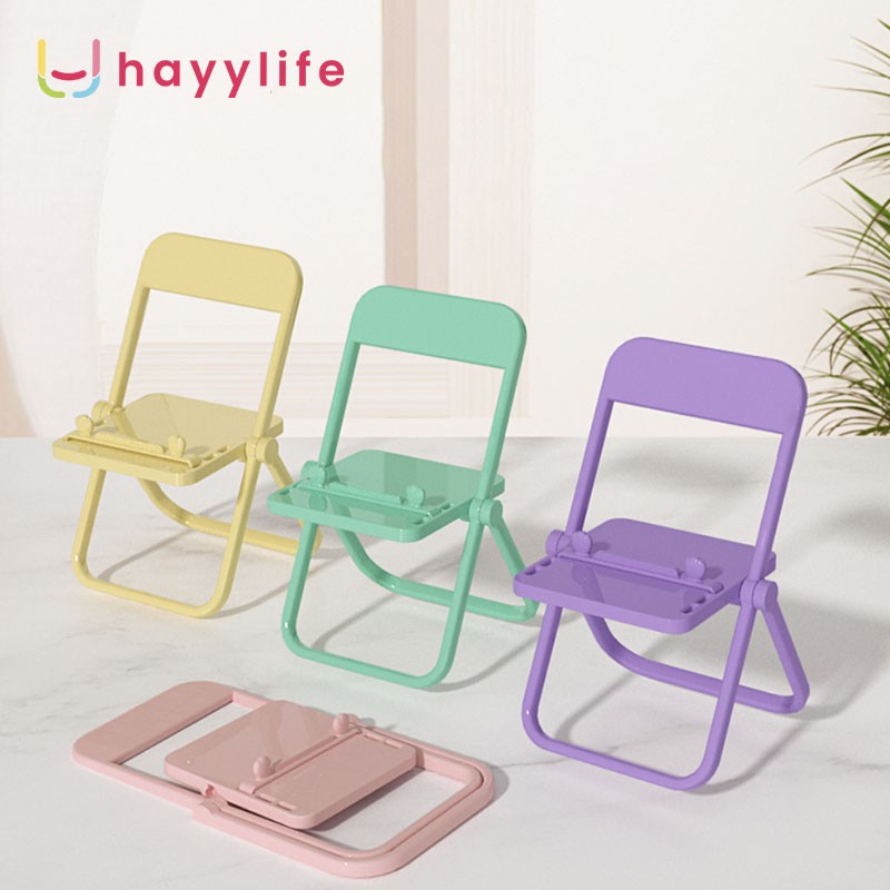 Stand Holder HP Kursi Lipat MACARON - Phone Holder Handphone Mini Folding Chair Macaroon