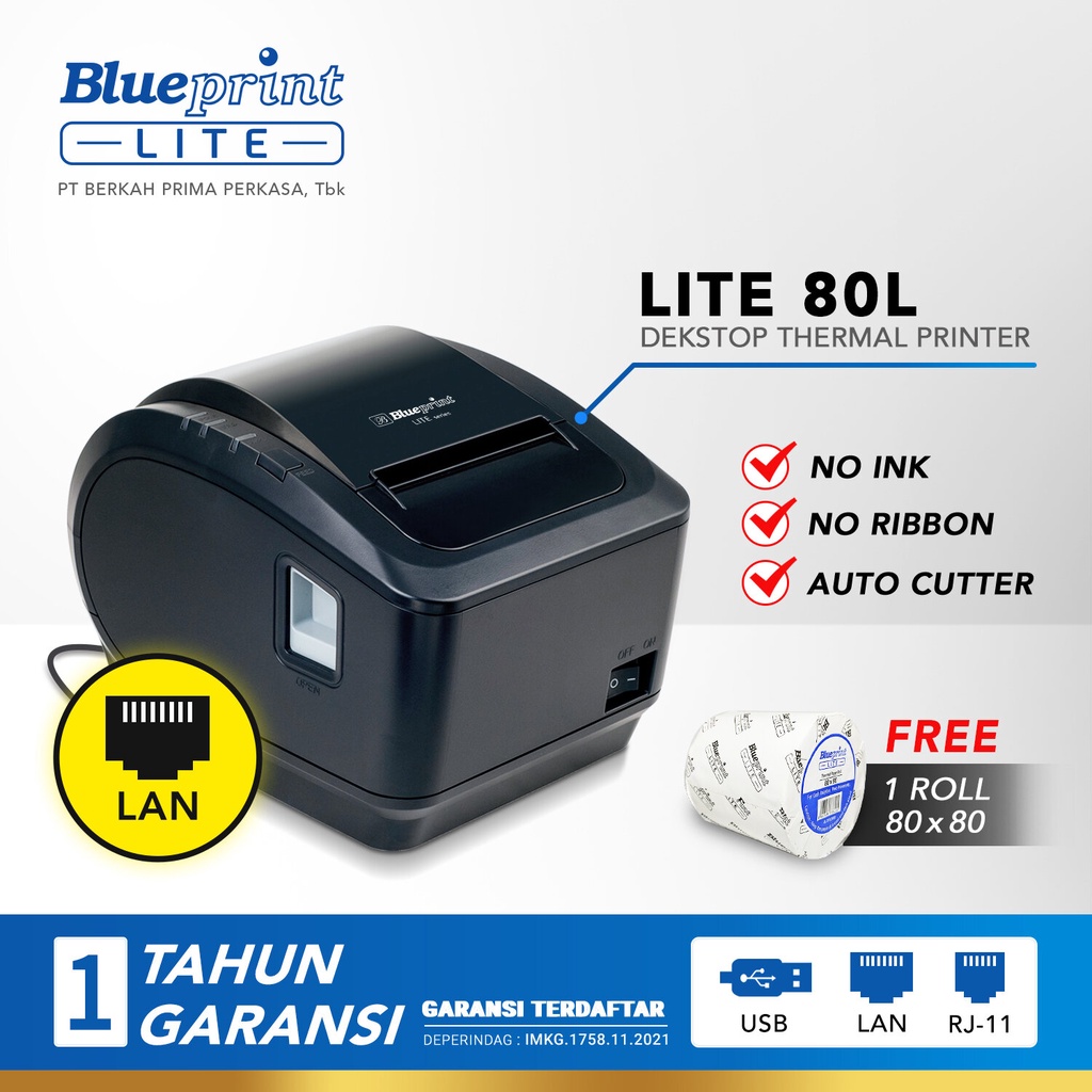 Dekstop Thermal Printer Blueprint BP-LITE 80L | 120mm/s USB+LAN 80mm