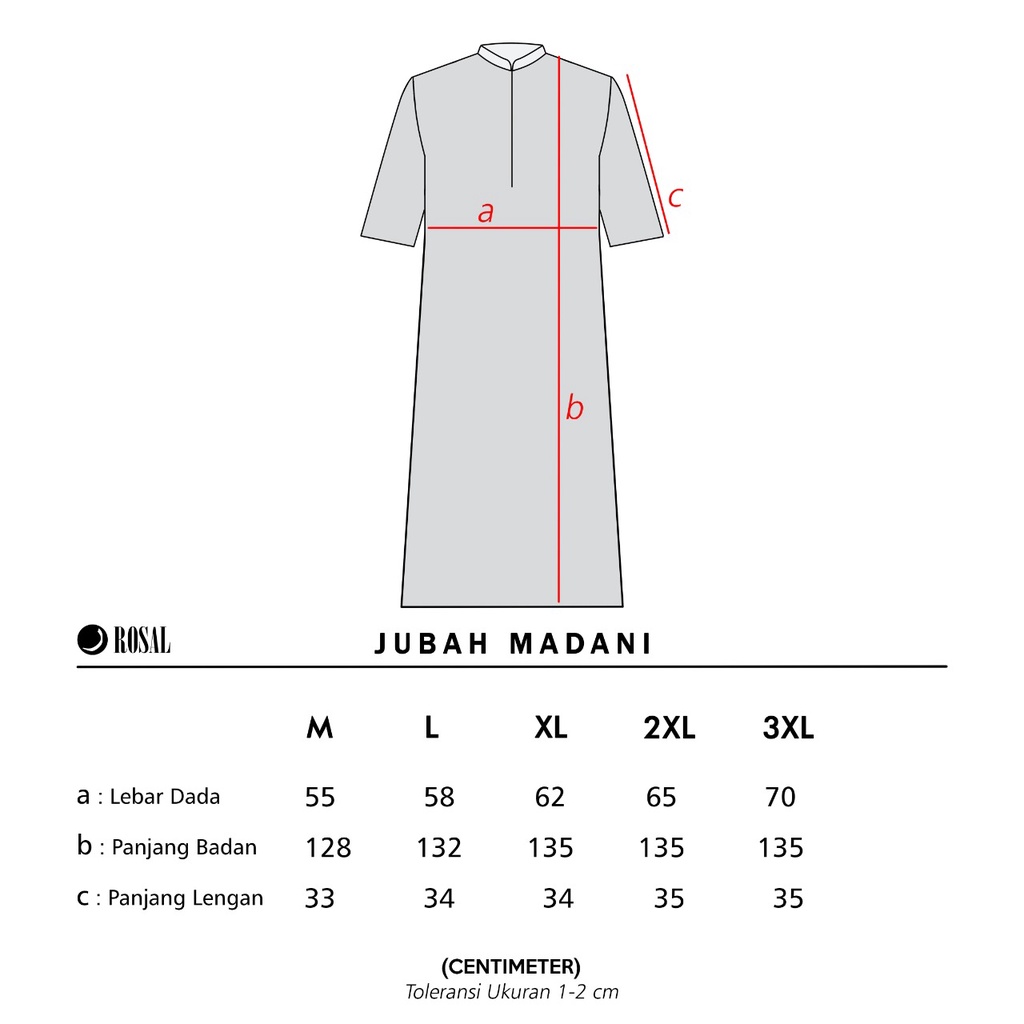 ROSAL Jubah Madani Gamis Pria Lengan Pendek