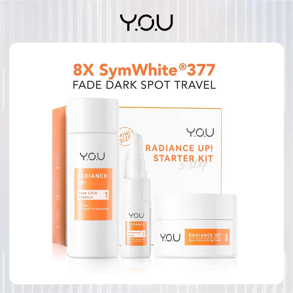 YOU 8× SymWhite 377 Radiance Up Travel Kit Exfoliating Essence + Brightening Serum + Ceramide Skin Barrier Moisturizer