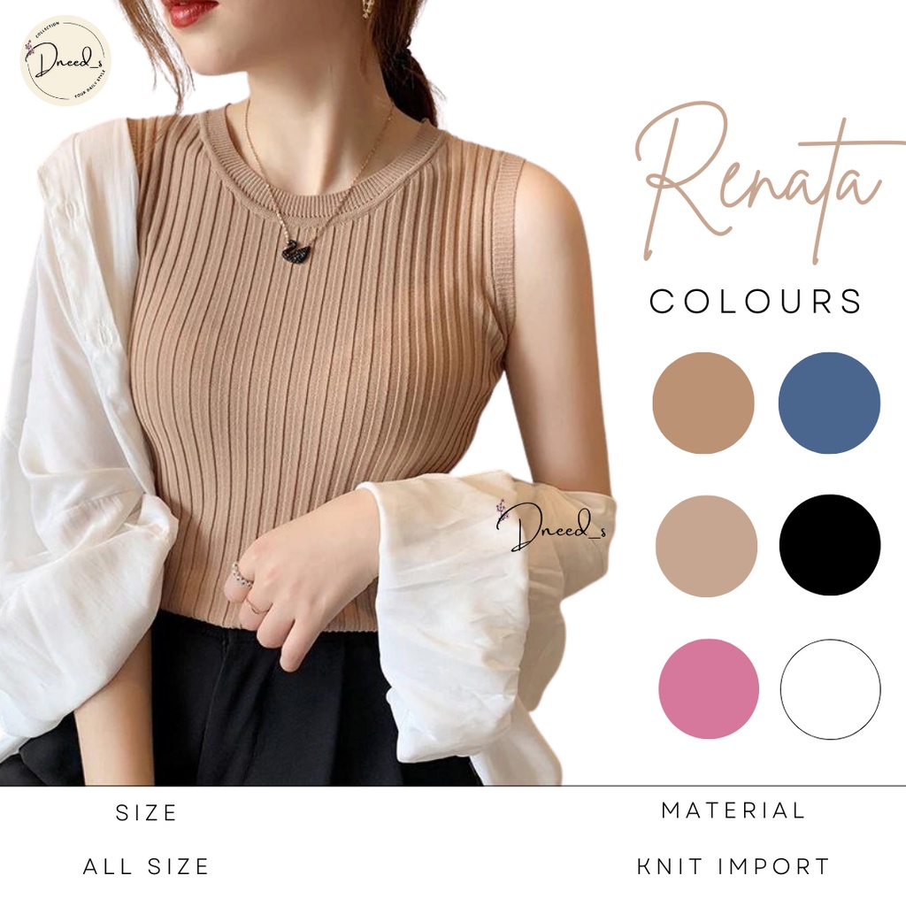 Dneeds - Renata Tank Top Sleeves Body Con Premium Knit Import - Atasan Wanita Korean Fashion Style G
