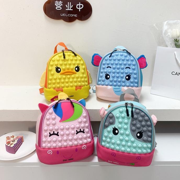 TweedyToys - Ransel Anak Pop It Hewan / Tas Backpack Pop it Anak Color