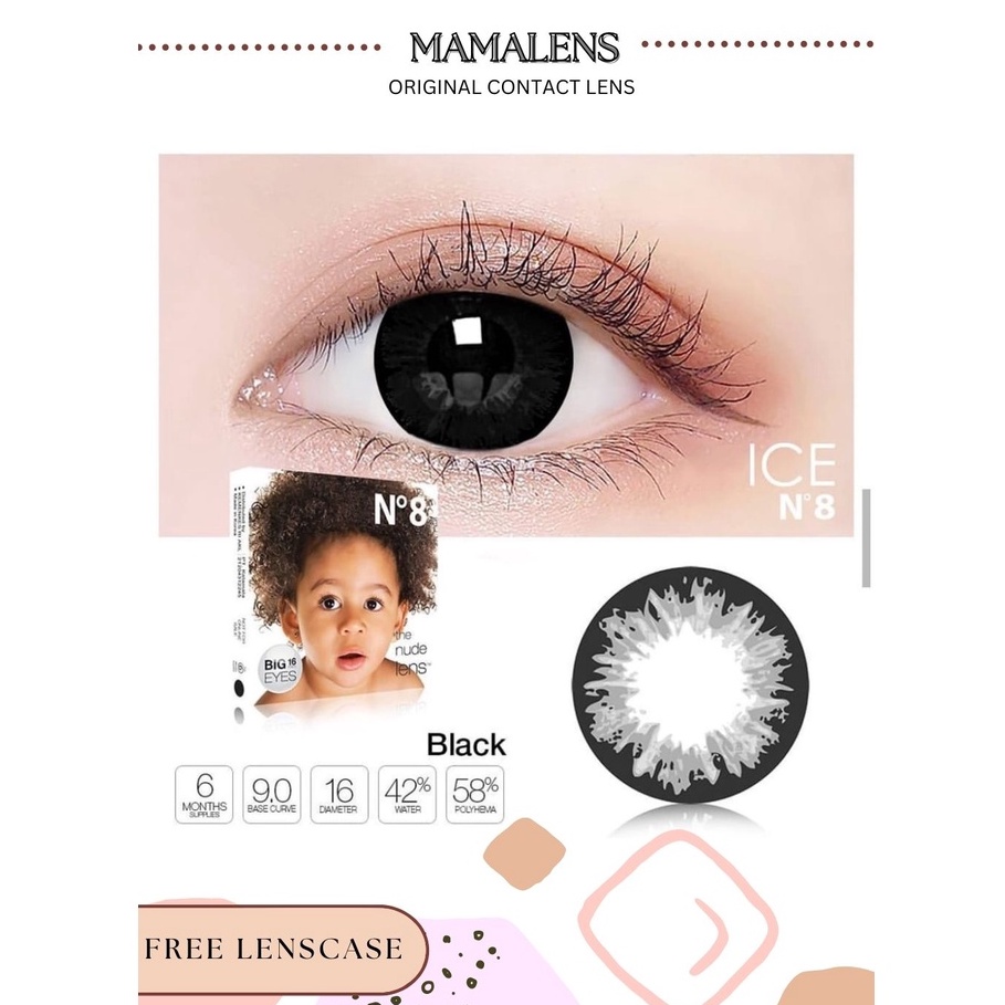 SOFTLENS ICE N8 COLOR BIGEYES 16MM MINUS 0.50 SD 3.00 FREE LENSCASE - MAMALENS