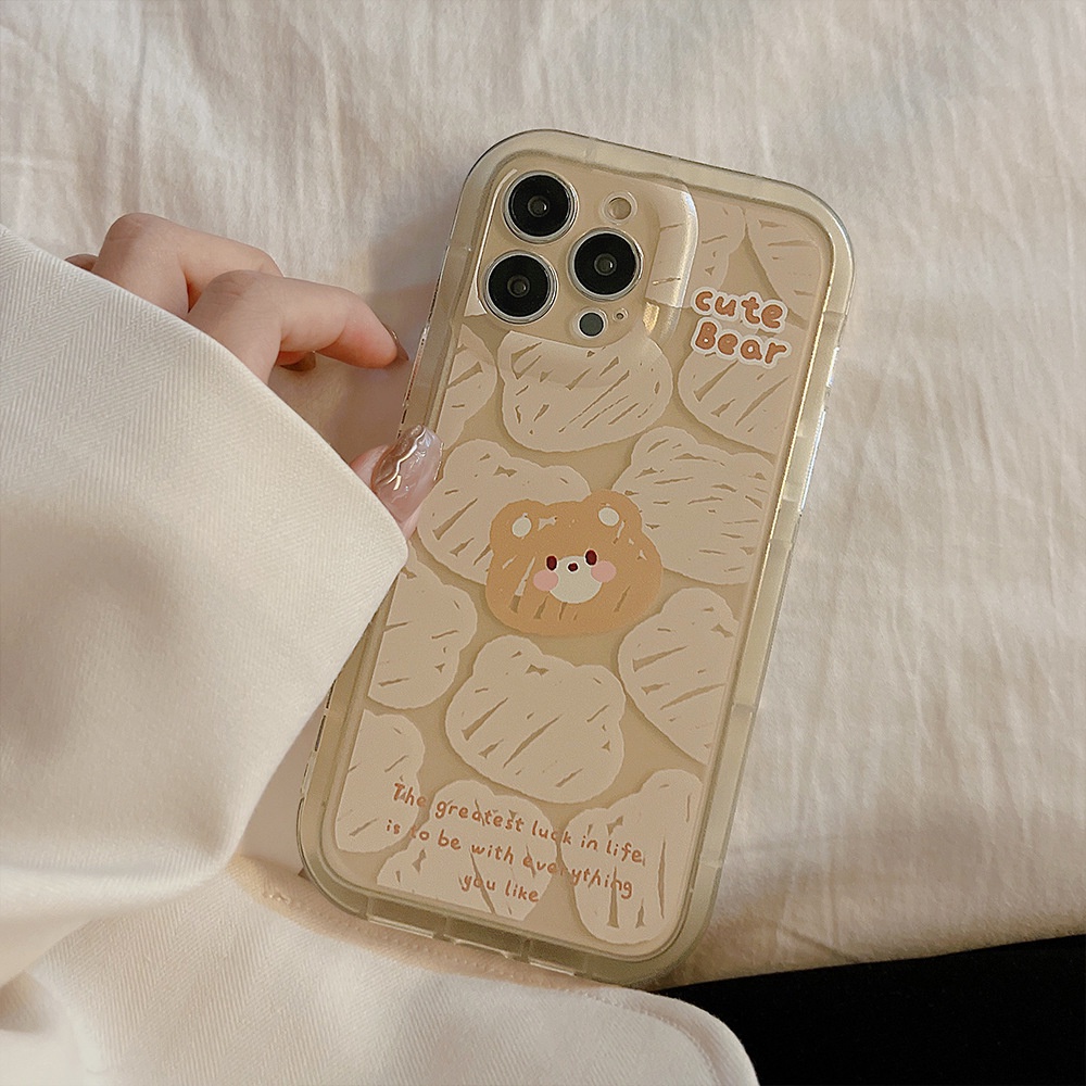 Ins Soft Case Silikon Transparan Motif Kartun Beruang Lucu Untuk Iphone 14 11 12 13 PRO MAX
