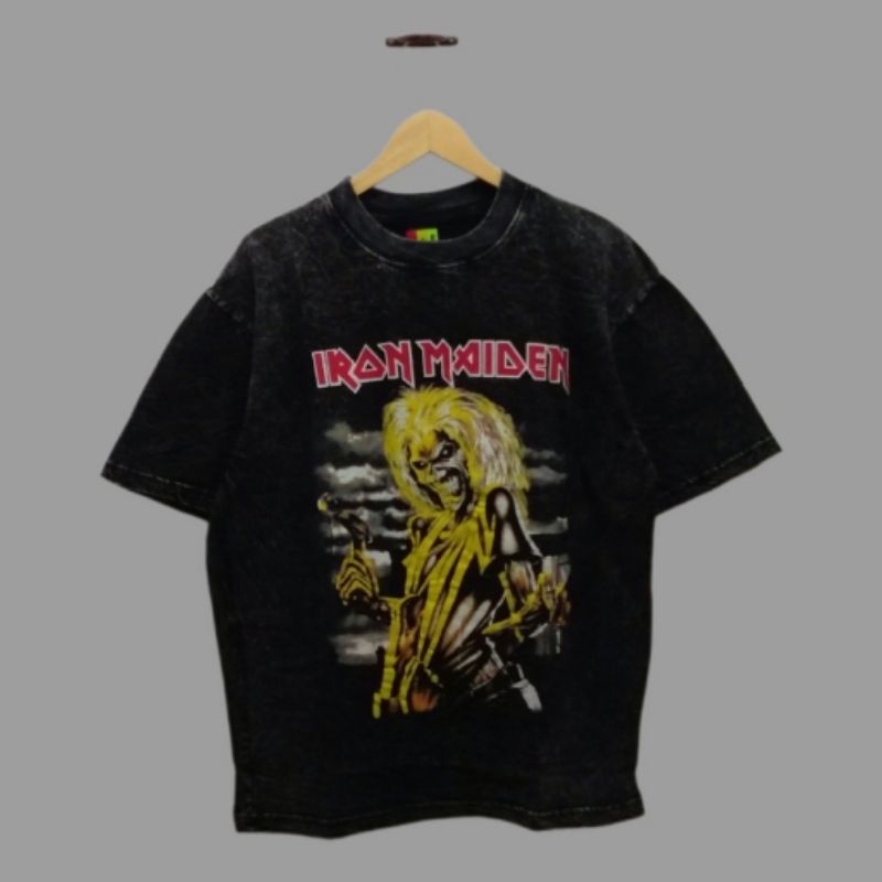 Kaos Baju Iron Maiden Killer Cover  Tie Dye Oversize T shirt Black