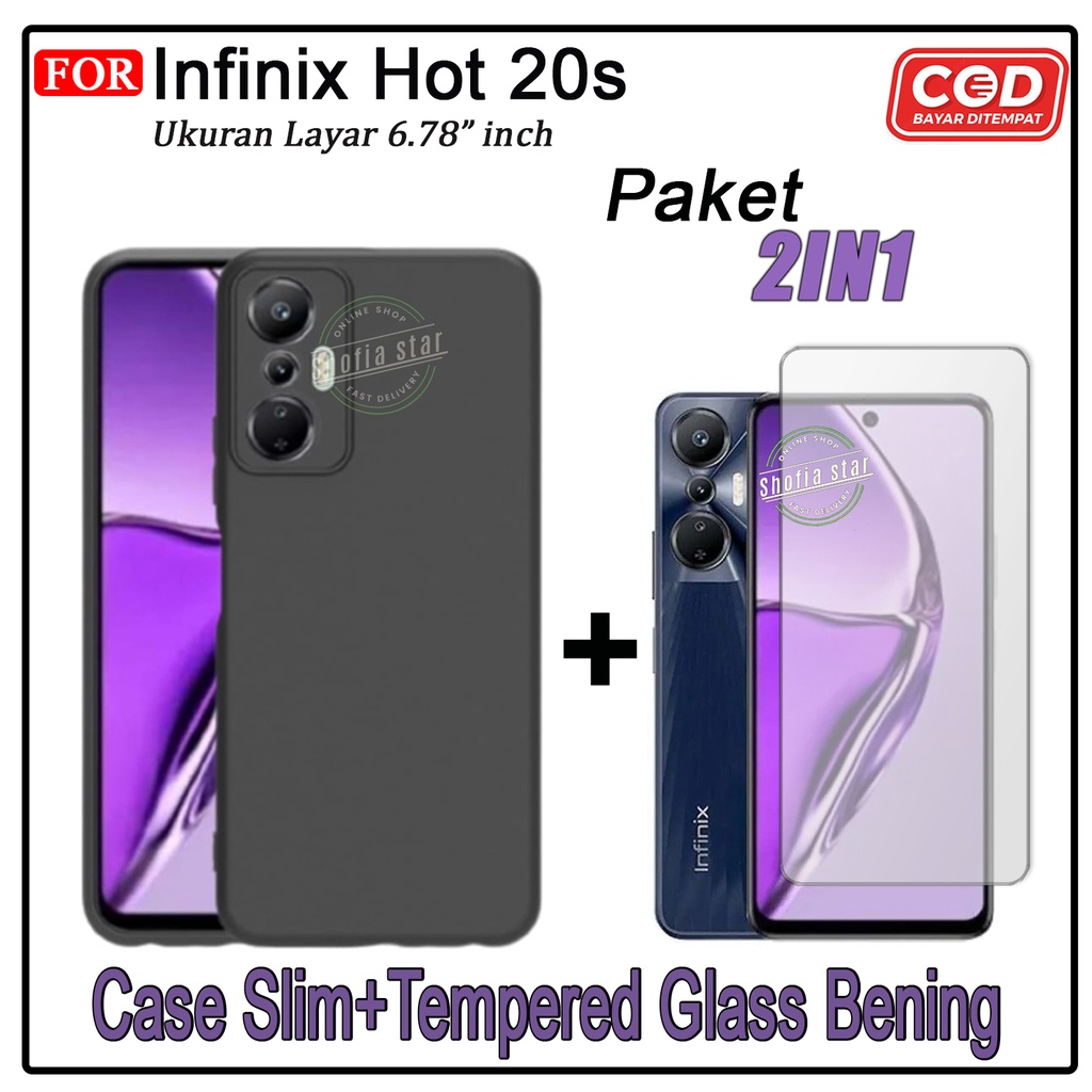 PAKET 2IN1 Case Infinix Hot 20s Hot 20i Hot 20 5G 12 Pro 12 Play 10 play 11 Play 11s NFC Softcase Slim Black Premium Protect Casing