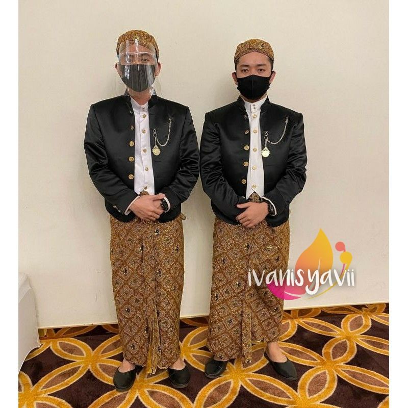 Set Baju Adat Jawa Cowok / Baju Manggolo | Nuansa Hewes Hitam | Motif Sido Mukti 02