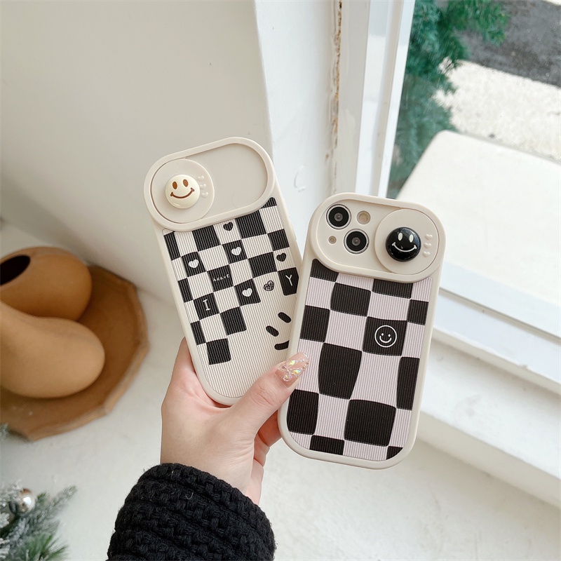 Case Pelindung Kamera Anti Jatuh Motif Wajah Tersenyum Untuk iPhone 14 12 13 Pro max 11