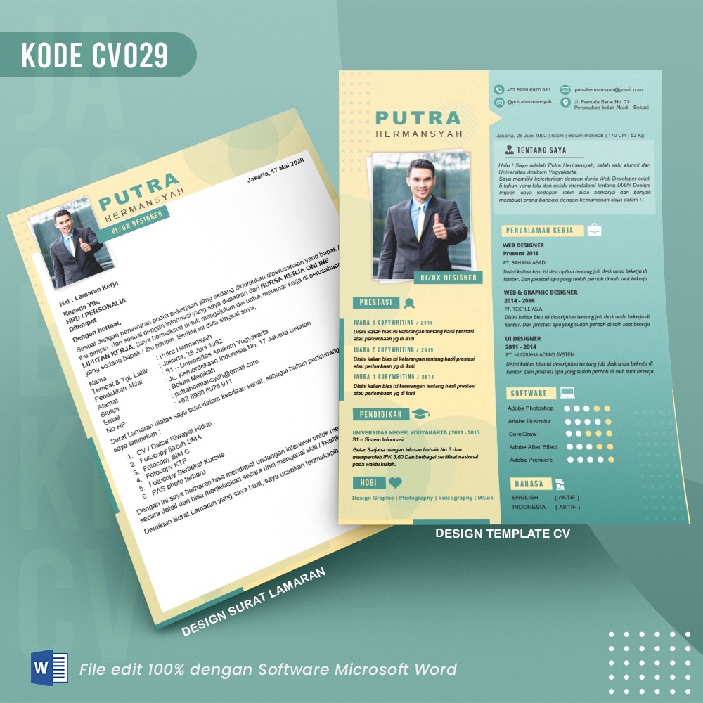(CV 029) Template CV & Surat Lamaran File Microsoft Word