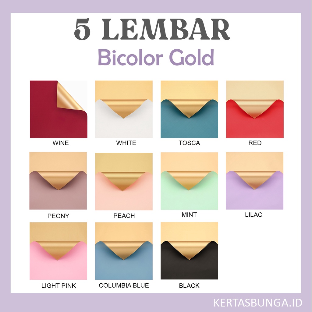 

(5 LEMBAR) Flower Wrapping Bicolor Gold / Kertas Bunga / Kertas Cellophane / Kertas Buket Bunga / Buket Bunga / Buket Uang / Kertas Buket / Kertas Wrapping Buket