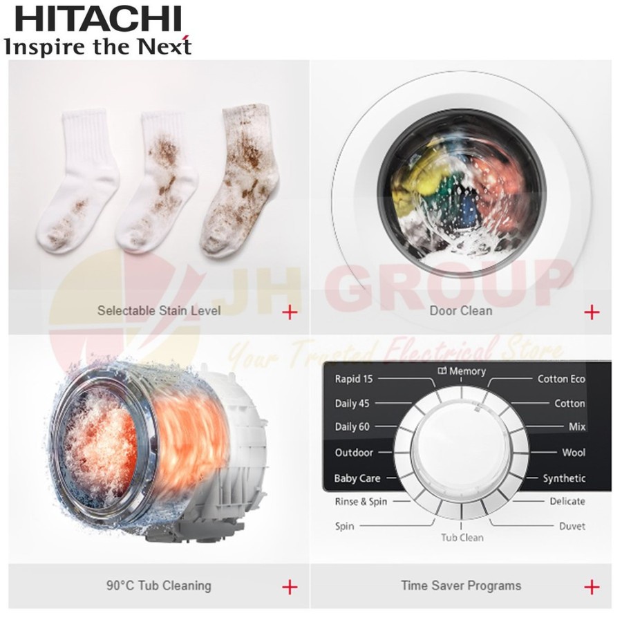 HITACHI MESIN CUCI FRONT LOADING 8KG BD-80CE WH