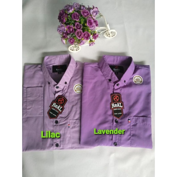 KEMEJA PRIA KATUN SIGARET PREMIUM WARNA LILAC,LAVENDER (BISA COUPLE AYAH &amp; ANAK)