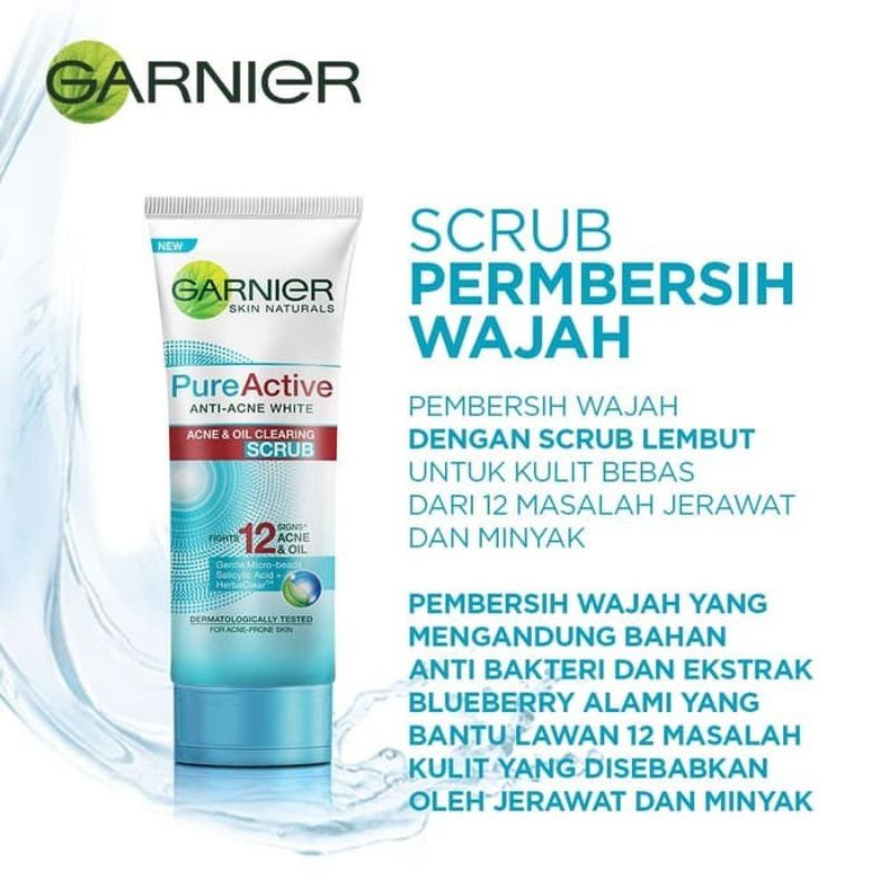 GARNIER Pure Active Anti Acne &amp; Oil White Foam / Scrub / Sensitive Gel / Matcha Deep Cleansing 100ml