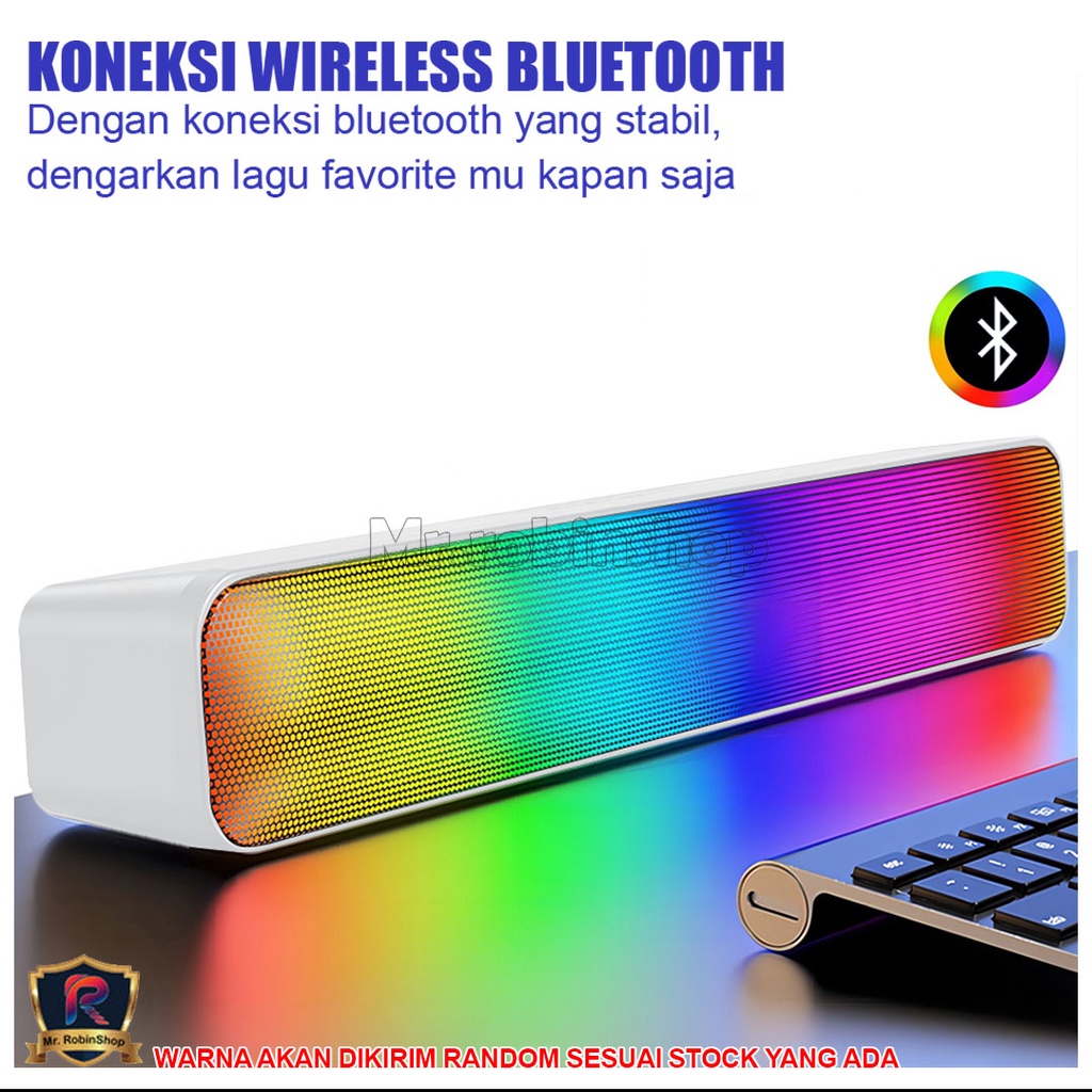 Speaker Bluetooth Soundbar RGB 5 Colors LED Light Computer TV Phone TF Multifunction 5.0 Bluetooth Speaker