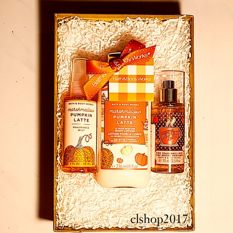 BBW MARSHMALLOW PUMPKIN LATTE GIFT SET PAKET BATH &amp; BODY WORKS