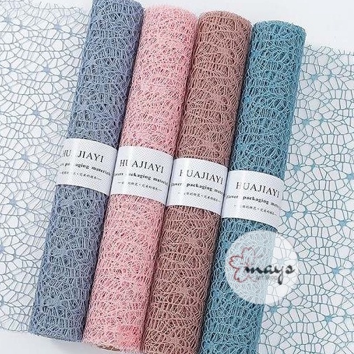 

[Roll] Flower Wrap Jaring Spider Mesh Net 50 cm - Korean Jacquard Net Bouquet Wrapping Buket Bunga Lembaran 50 x 50cm - Polinet Kain Polyester Korea Lubang Besar Meteran - Money Florist Bucket Decoration - Kertas Dekorasi Cellophane Bungkus Kado