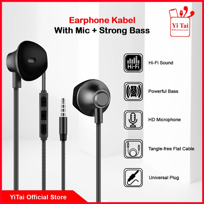 - BD HEADSET YITHAI Y24 PREMIUM EXTRA BASS / HANDSFREE JACK 3.5MM Y24 - BD