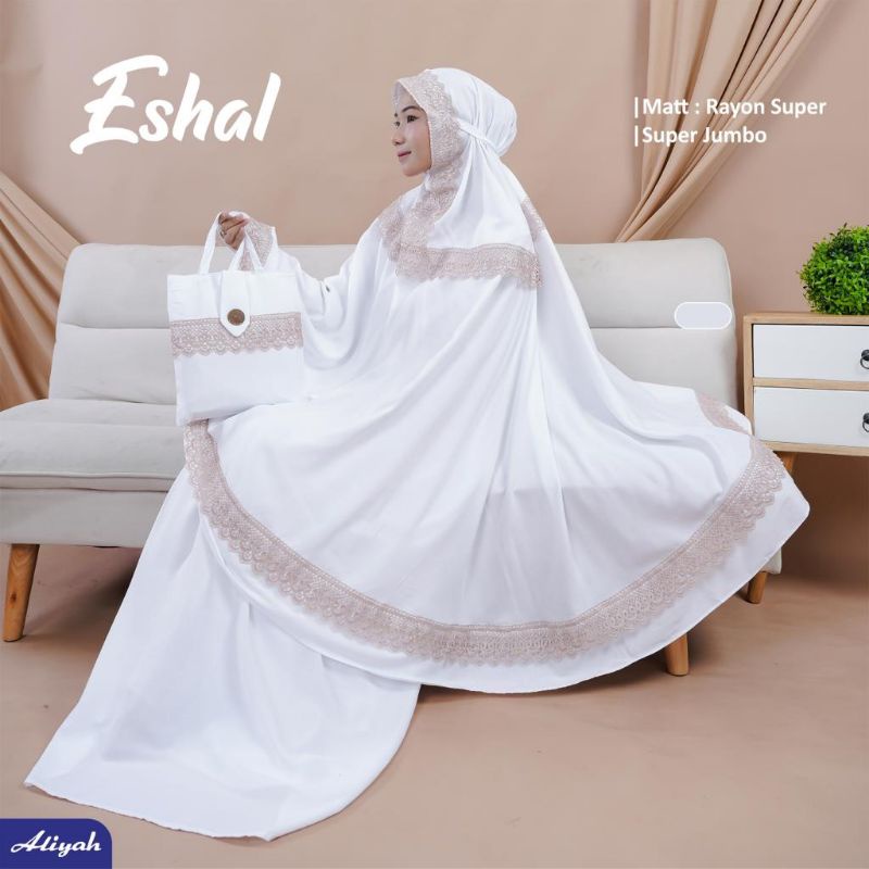 MUKENA ALIYAH ESHAL MUKENA PUTIH DEWASA UNTUK PONDOK HAJI UMROH