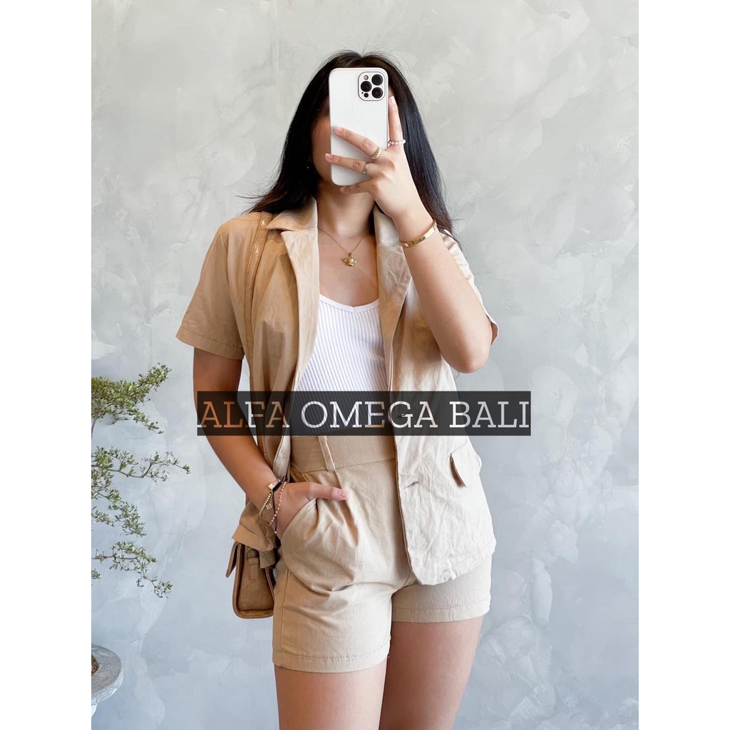 ALFA Blazer Kemeja Set Wanita Linen Bahan berkualitas