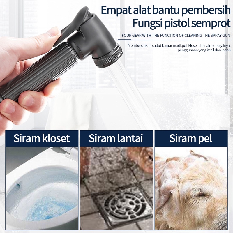 Shower Kamar Mandi 4 Dalam 1  tampilan digital suhu konstan Set Shower Dengan Faucet Sprayer Faucet Panas Dan Dingin Set Kamar Mandi Besi Tahan Karat Hitam