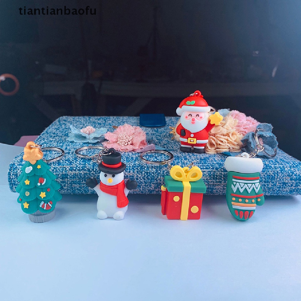 Gantungan Kunci Desain Kartun Rusa Santa Claus Snowman Untuk Hadiah Natal