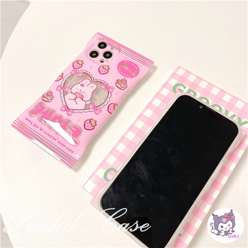 Redmi 12C 10C 10A 10 Redmi Note 12 11 11s 10s 10 9 8Pro Redmi 9T 9C 9A 9 Xiaomi 12 Lite 11Lite 12T 11T 10T Poco M3 X4Pro Snack Bag Case Cartoon Pink Love Heart Rabbit Phone Case Soft Cover