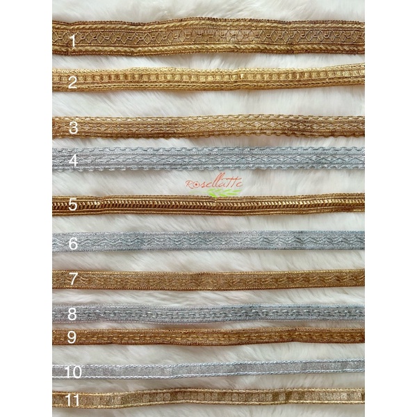 Renda Mas Perak Renda Gold Silver lebar 2.5cm (100cm)