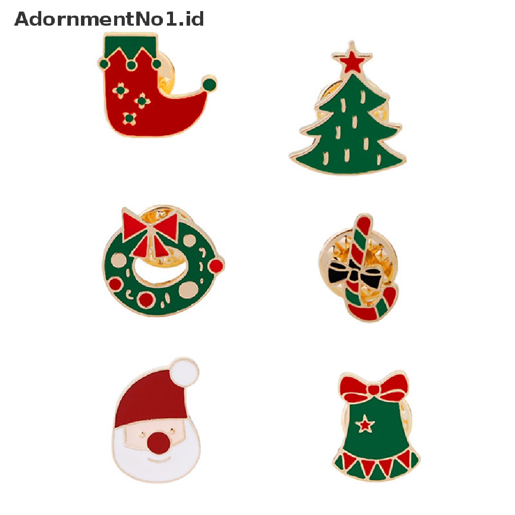 Bros Pin Enamel Desain Kartun Santa Claus Pohon Natal Lonceng No1 Untuk Hadiah