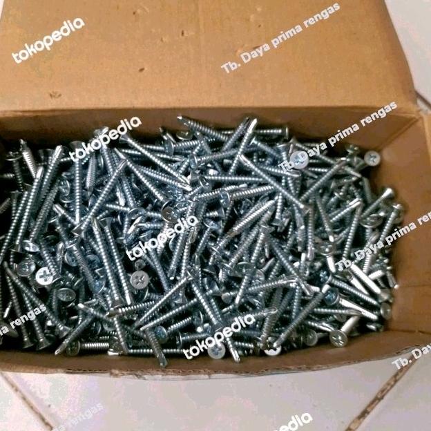 skrup roofing skrup sds skrup baja ringan kepala rata 8×38 isi 1000bj