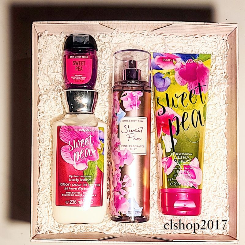 BBW SWEET PEA GIFT SET PAKET BATH &amp; BODY WORKS