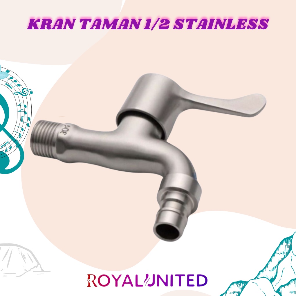 KERAN AIR / KERAN TAMAN / KERAN MESIN CUCI / KRAN AIR TEMBOK DINDING 1/2&quot; INCH KRAN TAMAN STAINLESS SUS 304 UJUNG CORONG SELANG TAMAN KRAN CUCI