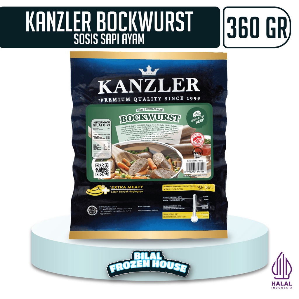 

Sosis Kanzler Bockwurst 360gr - Sosis Sapi & Ayam