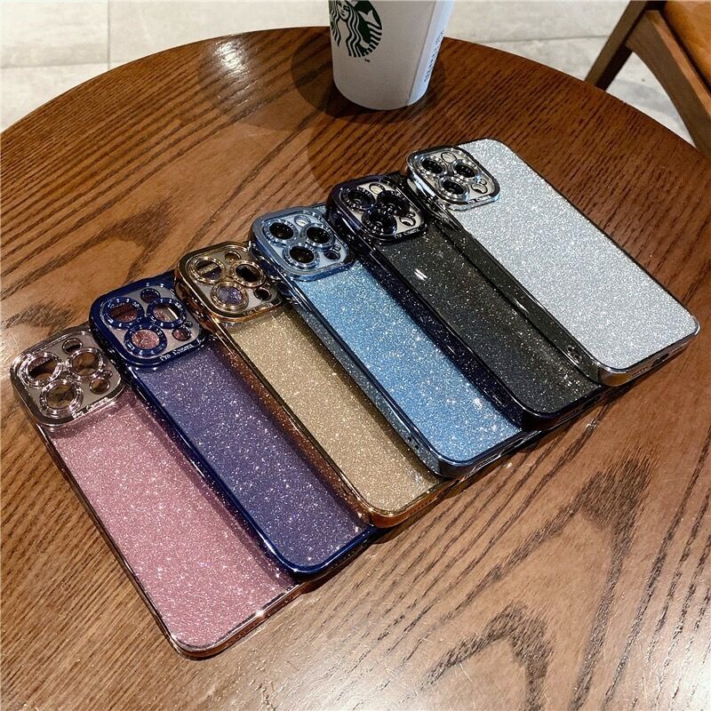 Soft case Transparan glitter Untuk iphone 14 13 12 11 Pro MAX XR XS MAX 7 + 8 Plus SE 2020