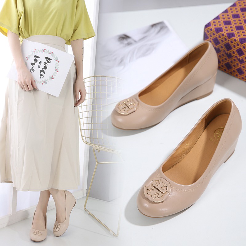 SEPATU WANITA WEDGES KULIT SHOES 8801