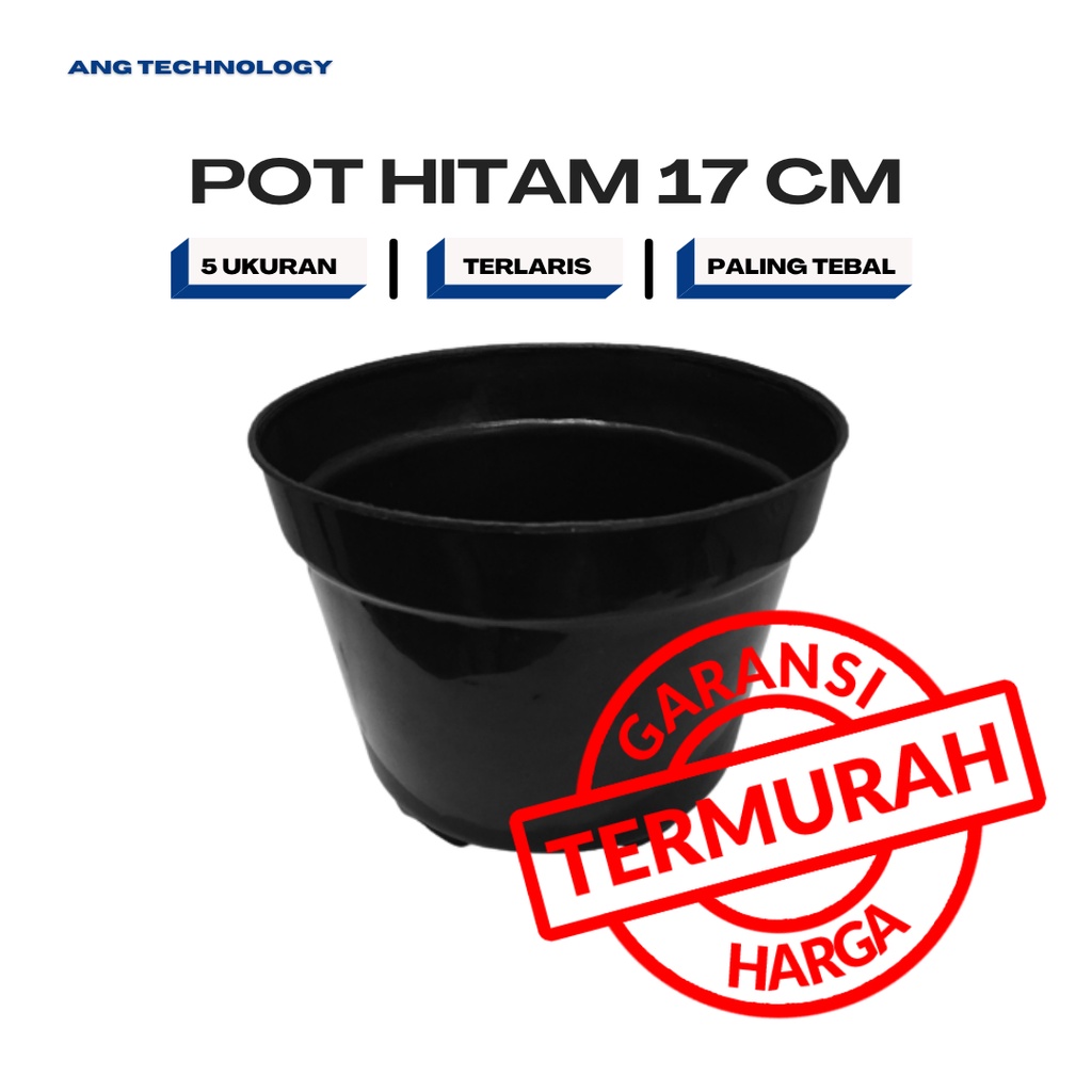 Pot Bunga ANG Hitam 17 cm Termurah se-Indonesia